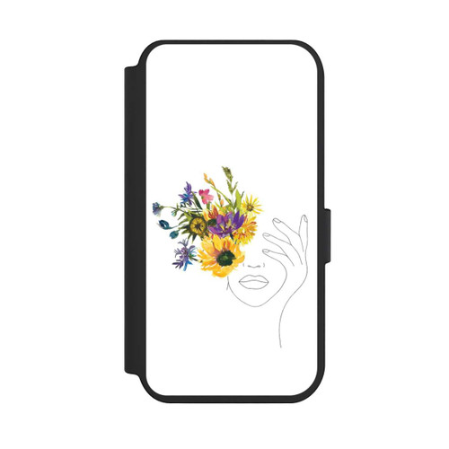 Apple iPhone 14 Pro NIVOflip Line Art Frau Sonnenblumen