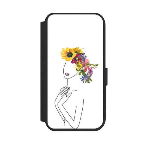 Apple iPhone 14 Pro NIVOflip Line Art Frau mit Blumenkrone