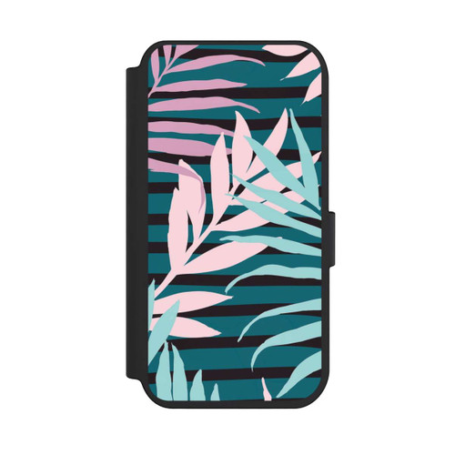 Apple iPhone 14 Pro NIVOflip Pastell-Dschungelblätter rosa blaugrün