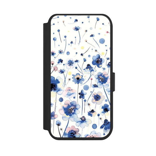 Apple iPhone 14 Pro NIVOflip Watercolor Ink Blue Flowers