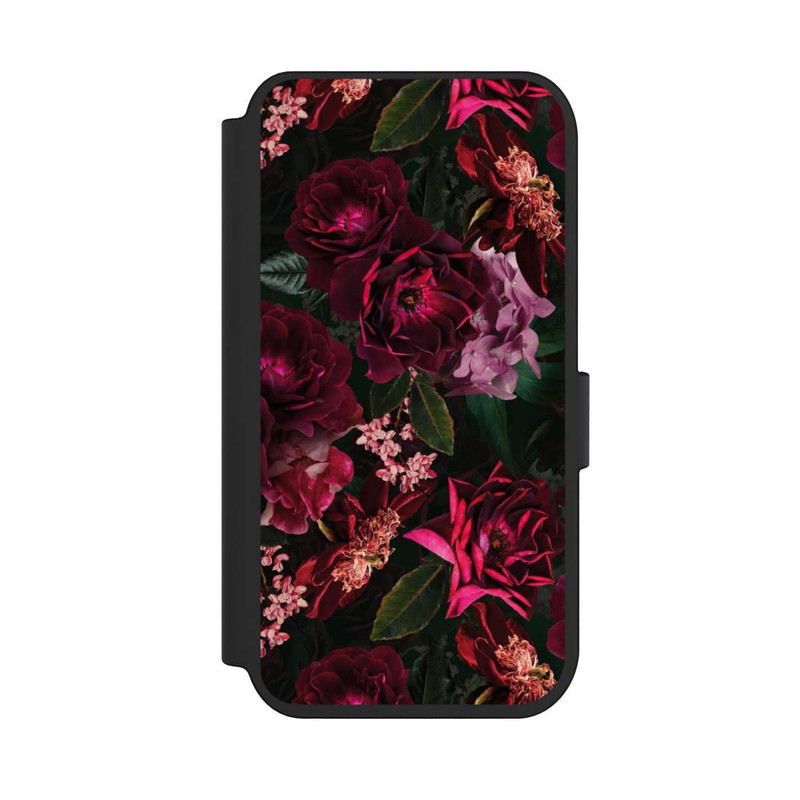 iPhone 14 Pro NIVOflip Dunkelrote und rosa Blüten