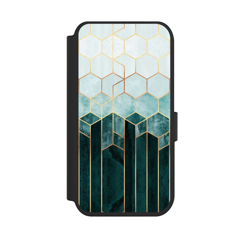 iPhone 14 Pro NIVOflip Blaugrüne Sechsecke