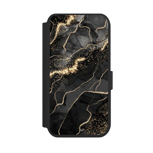 Apple iPhone 14 Pro NIVOflip Look Spirales de Marbre Sombre &amp; Or