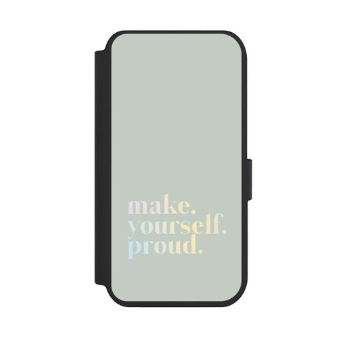 Apple iPhone 14 Pro NIVOflip Make Yourself Proud Zitat-Minze und Farbverlauf