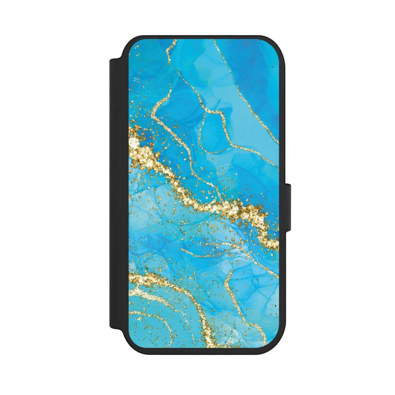 iPhone 14 Pro NIVOflip Türkis-goldene Tapete