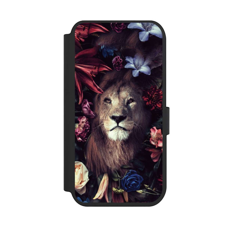 iPhone 14 Pro NIVOflip Löwe Blumenrahmen