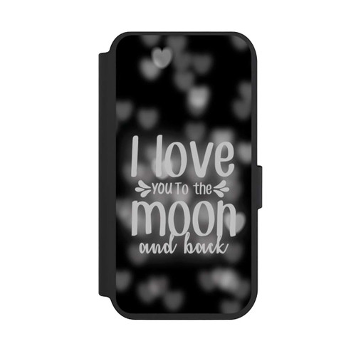 Apple iPhone 14 Pro NIVOflip I Love You to The Moon And Back Black Hearts