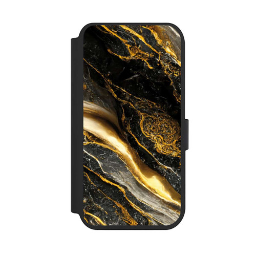 Apple iPhone 14 Pro NIVOflip Schwarze Marmor Goldschichten