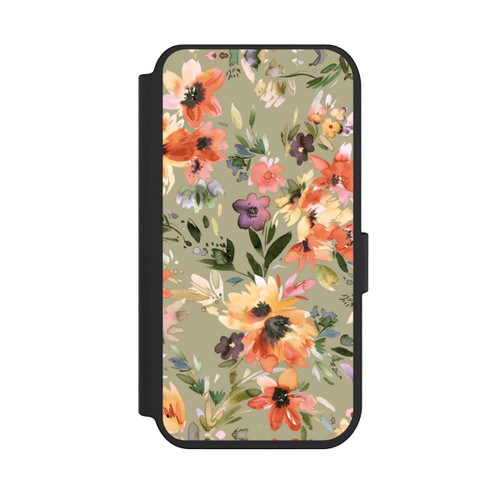 Apple iPhone 14 Pro NIVOflip Malerische tropische Blumen Salbeigrün