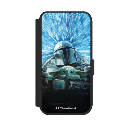 Apple iPhone 14 Pro NIVOflip Grogu und Mando fliegen blau