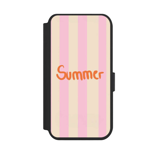 Apple iPhone 14 Pro NIVOflip Summer- Rosa und Orange Streifen Hintergrund