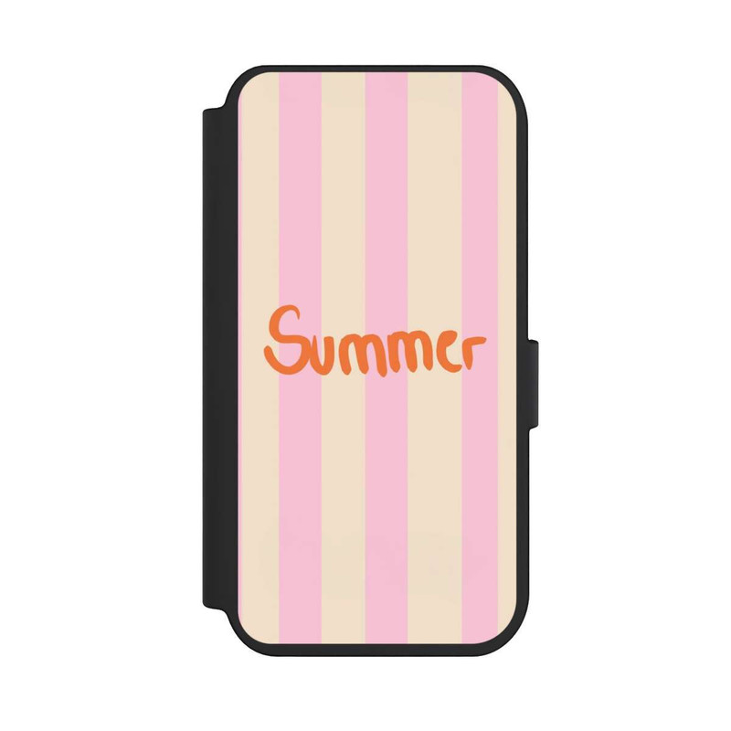 iPhone 14 Pro NIVOflip Summer- Rosa und Orange Streifen Hintergrund