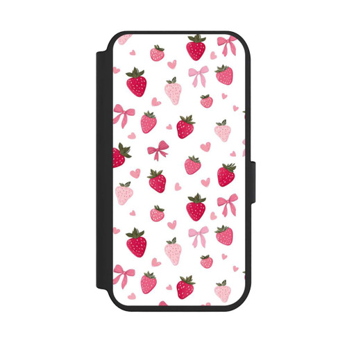 Apple iPhone 14 Pro NIVOflip Erdbeer Herz Schleifen Muster Pink