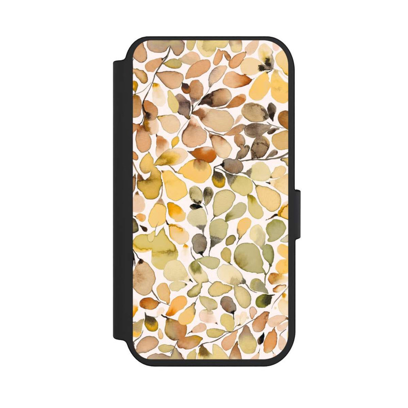 iPhone 14 Pro NIVOflip Eukalyptus Aquarellblätter Braun Herbst