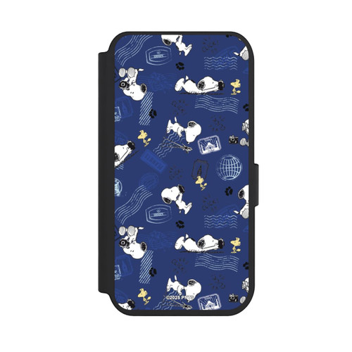 Apple iPhone 14 Pro NIVOflip Peanuts Travel Stamps Pattern Blue