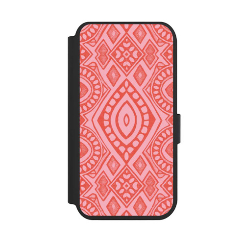 Apple iPhone 14 Pro NIVOflip Boho Geometric Intricate Tribal Design in Shades of Pink