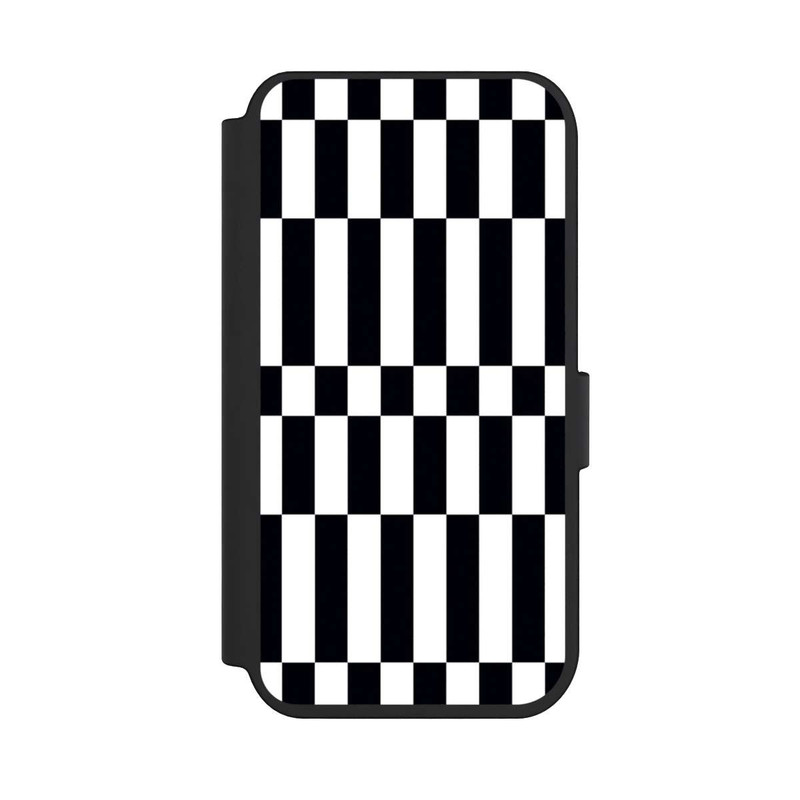 iPhone 14 Pro NIVOflip Checked Abstract Bold Black and White Color Block