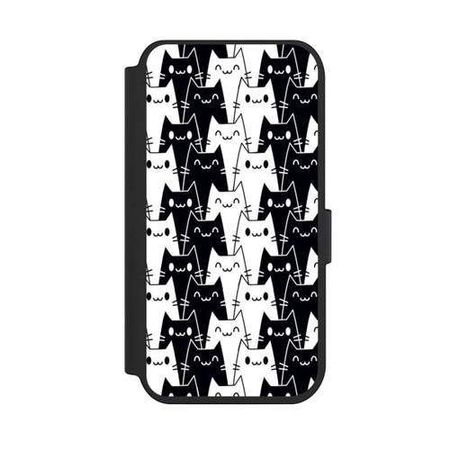 Apple iPhone 14 Pro NIVOflip Katzentapete Schwarz Weiß