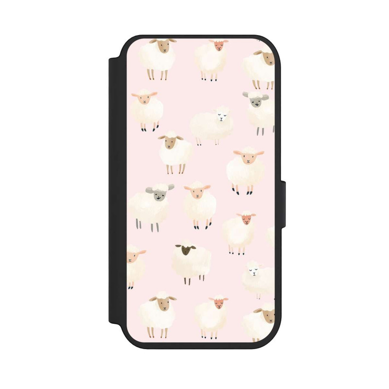 iPhone 14 Pro NIVOflip Schafe auf Rosa Hintergrund mit KI