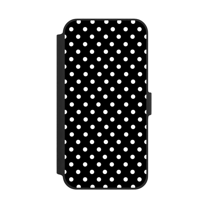 iPhone 14 Plus NIVOflip Polka Dots Schwarz und Weiß