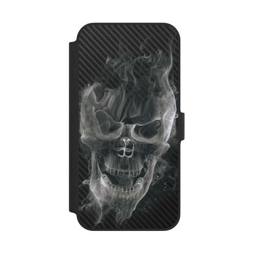Apple iPhone 14 Plus NIVOflip rauchender Totenkopf Carbon