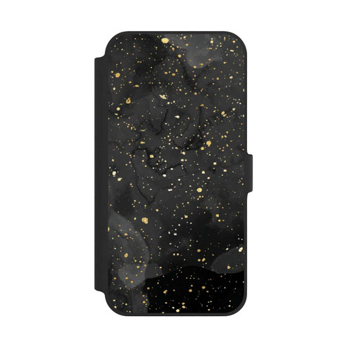 Apple iPhone 14 Plus NIVOflip Glitzernder Marmor-Schwarz-Gold-Look
