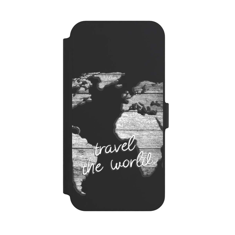 iPhone 14 Plus NIVOflip Carte du Monde Bois sans Fond