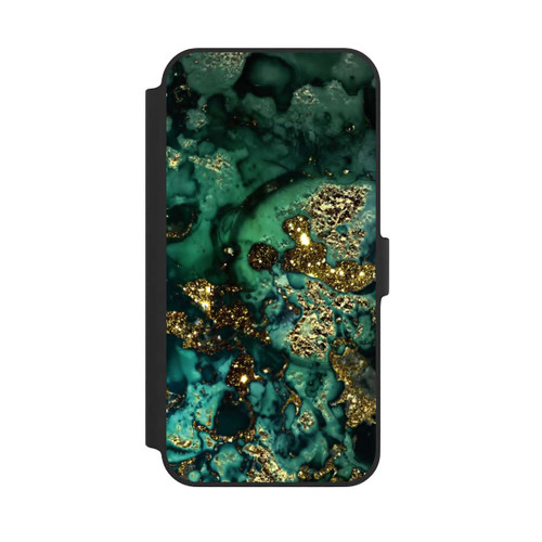 Apple iPhone 14 Plus NIVOflip Cyan Glitzer Marmorlook