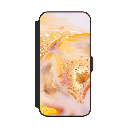 Apple iPhone 14 Plus NIVOflip Orangefarbener Glitzer Marmorlook