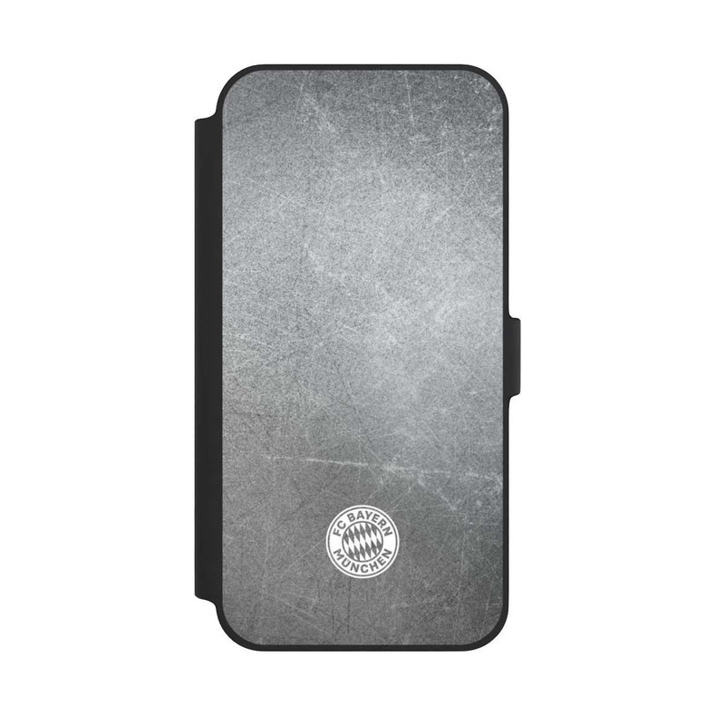 iPhone 14 Plus NIVOflip Klassisches FCB Logo Klein - Weiß auf Metalllook