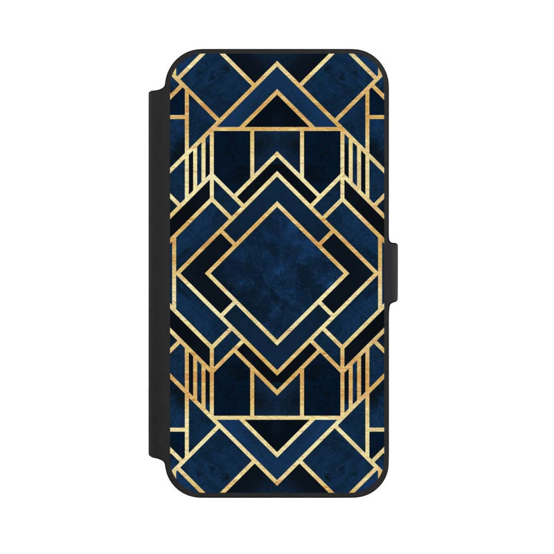 iPhone 14 Plus NIVOflip Kunst Deko Blau Golddruck