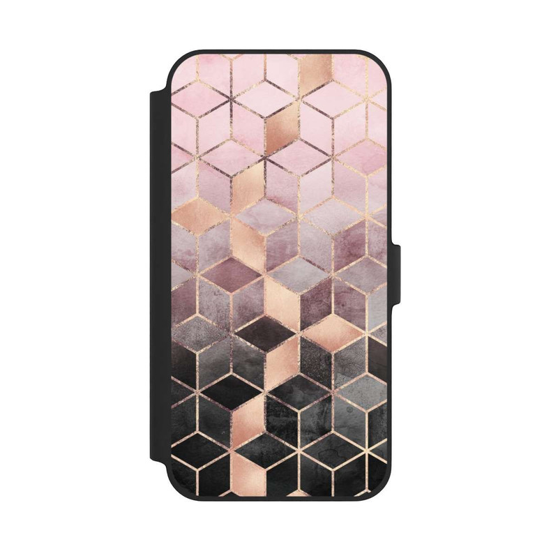 iPhone 14 Plus NIVOflip Pink-grauer Farbverlauf Würfel Druck