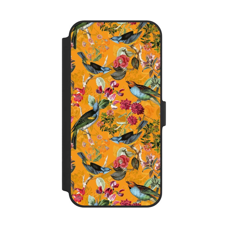 iPhone 14 Plus NIVOflip Tapete mit Vögeln und Blumen