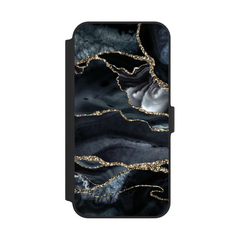 Apple iPhone 14 Plus NIVOflip Dunkler Marmor Gold Glitzerlook