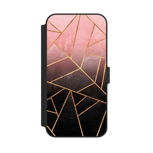 Apple iPhone 14 Plus NIVOflip Pinker und Schwarzer Stein Gold Druck