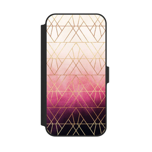 Apple iPhone 14 Plus NIVOflip Pink Ombre Dreiecke Golddruck