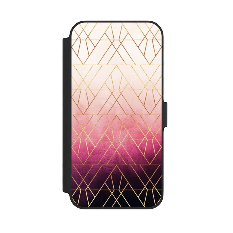 iPhone 14 Plus NIVOflip Pink Ombre Dreiecke Golddruck