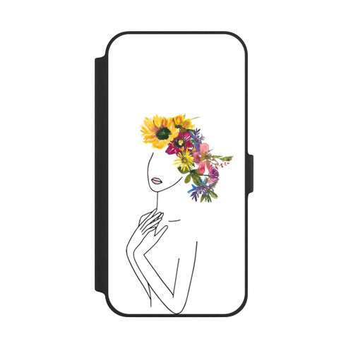 Apple iPhone 14 Plus NIVOflip Line Art Frau mit Blumenkrone