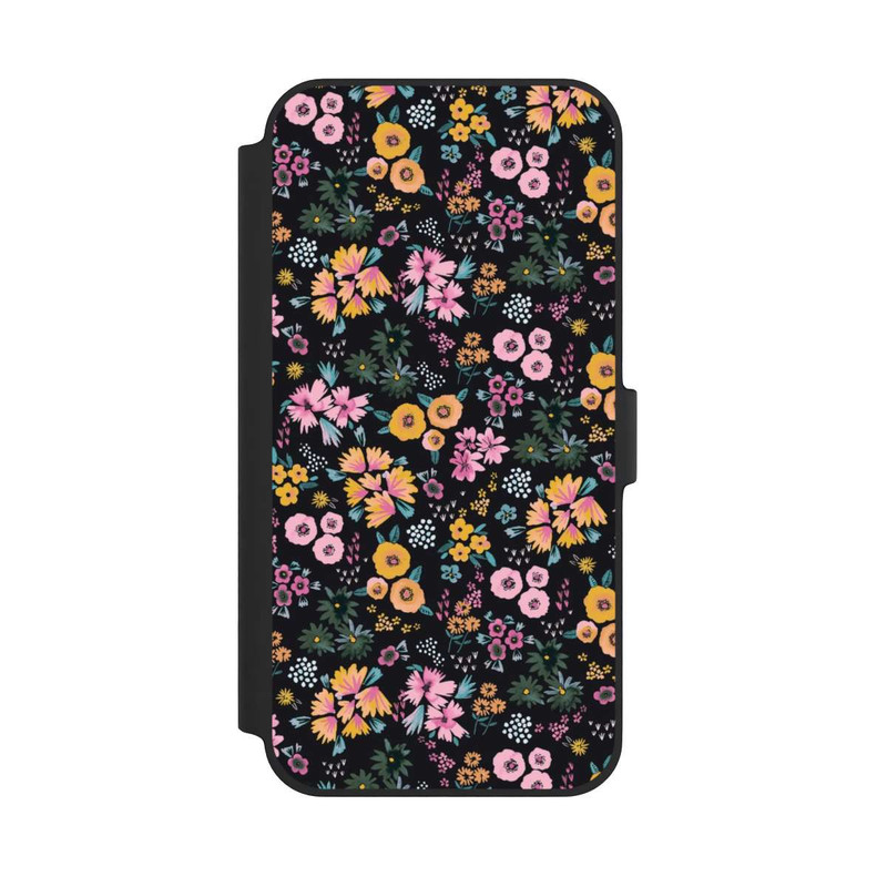iPhone 14 Plus NIVOflip Kleine bunte Blumen Schwarz 2