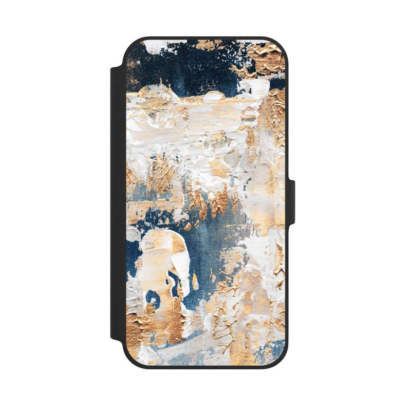 iPhone 14 Plus NIVOflip Abstraktion Blau und Gold