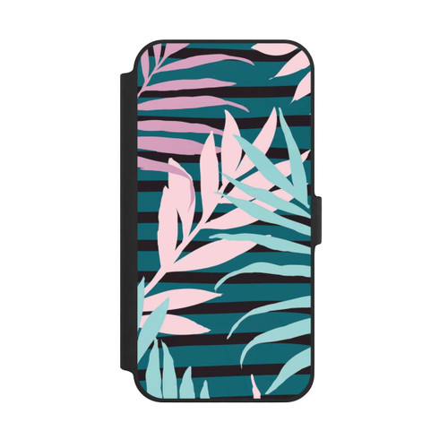 Apple iPhone 14 Plus NIVOflip Pastel Jungle Leaves Pink Teal Seamless