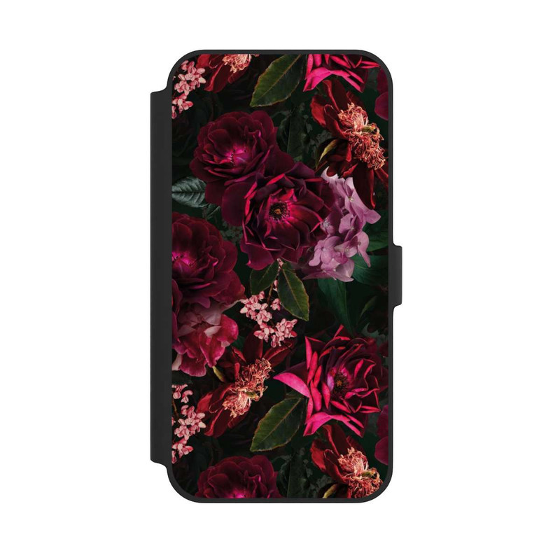 iPhone 14 Plus NIVOflip Dunkelrote und rosa Blüten
