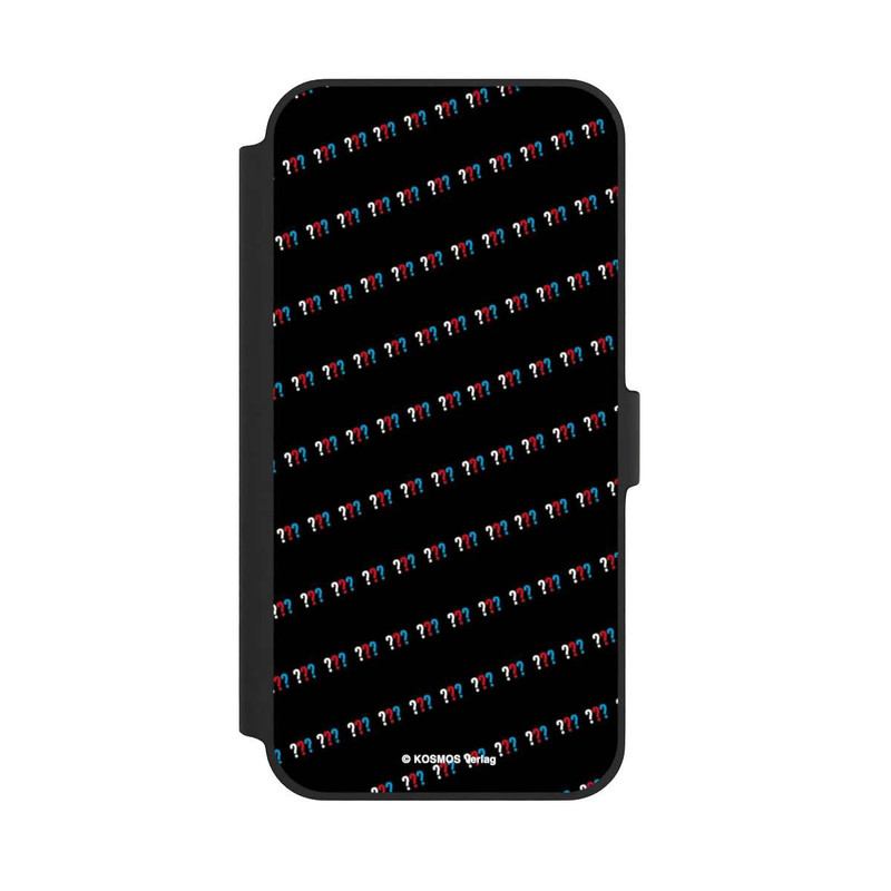 iPhone 14 Plus NIVOflip Drei Fragezeichen Muster Schräg