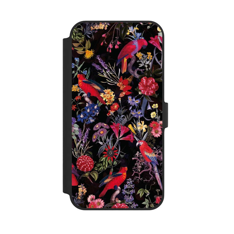 iPhone 14 Plus NIVOflip Dark Flowers and Parrots