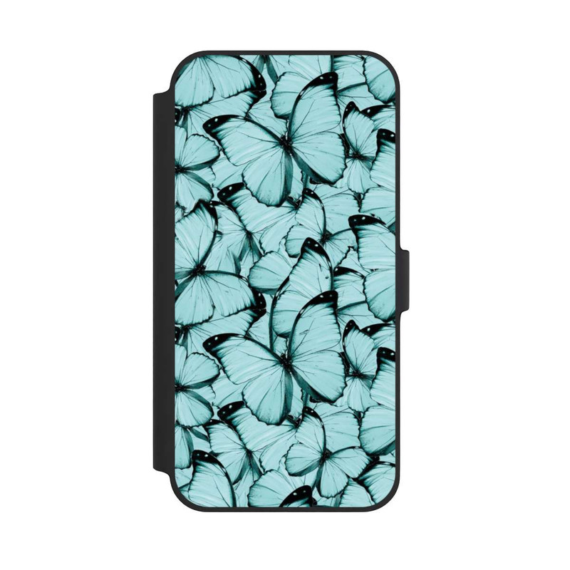 iPhone 14 Plus NIVOflip Teal Schmetterlinge