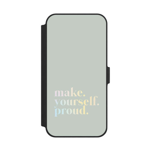 Apple iPhone 14 Plus NIVOflip Make Yourself Proud Zitat-Minze und Farbverlauf