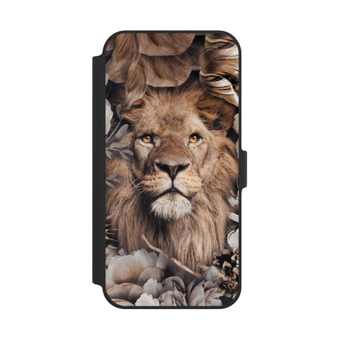 Apple iPhone 14 Plus NIVOflip Löwe Blumenrahmen Beige