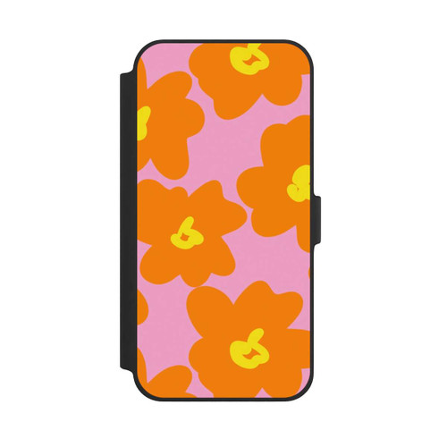 Apple iPhone 14 Plus NIVOflip Retro Blumenmuster Pink und Orange