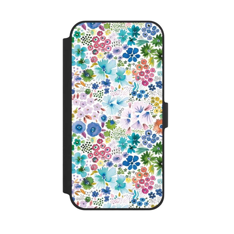 iPhone 14 Plus NIVOflip Kunstvolle kleine Frühlingsblumen blau