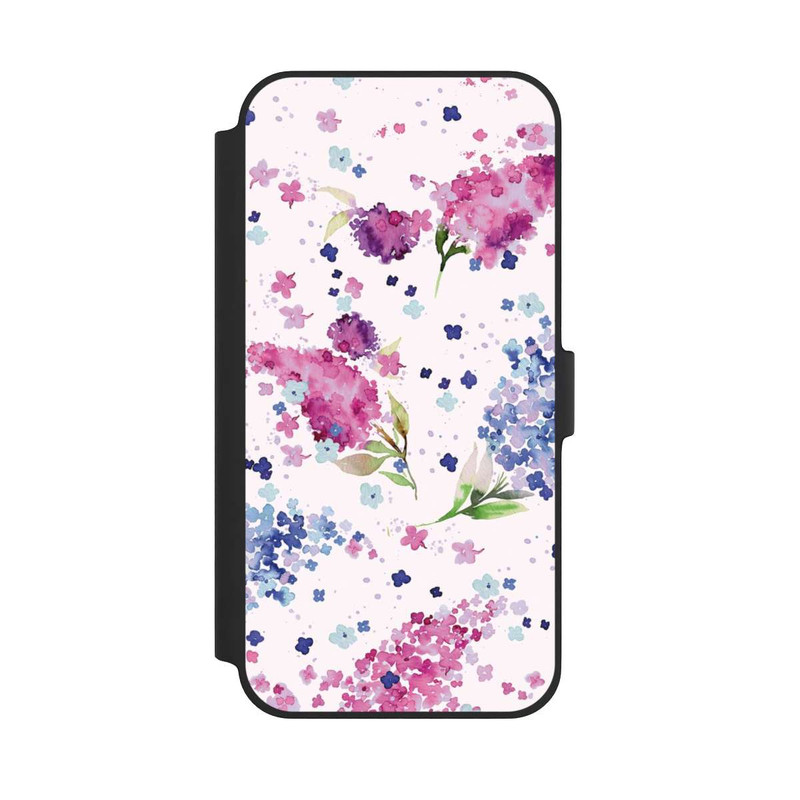 iPhone 14 Plus NIVOflip Hortensien Lila und Rosa Blumen